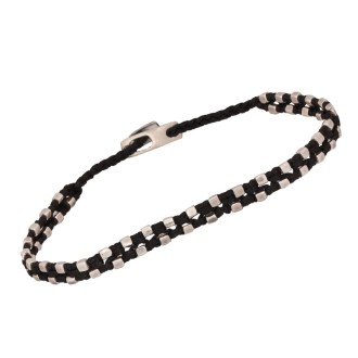 Βραχιόλι κορδόνι ασημένια Τετράγωνα