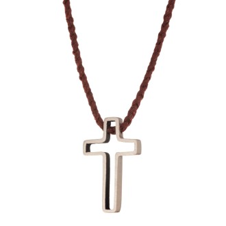 Κολιέ κορδόνι ασημένιος Σταυρός