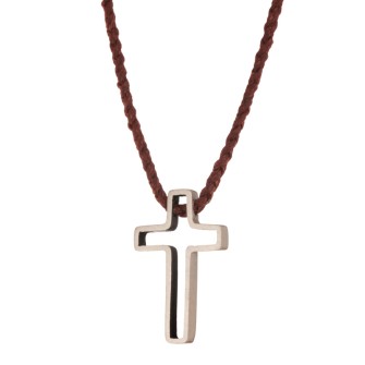 Κολιέ κορδόνι ασημένιος Σταυρός