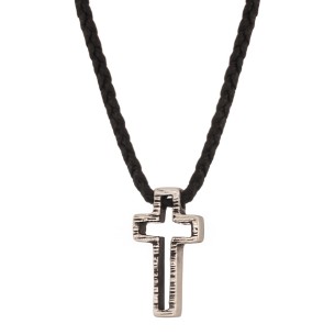 Κολιέ κορδόνι ασημένιος Σταυρός