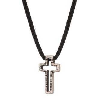 Κολιέ κορδόνι ασημένιος Σταυρός