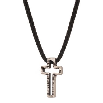 Κολιέ κορδόνι ασημένιος Σταυρός