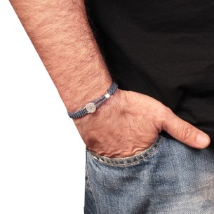 Βραχιόλι κορδόνι ασημένια Πυξίδα