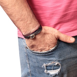 Βραχιόλι κορδόνι ασημένιο Θήτα Θ