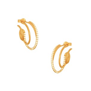 Ασημένια επίχρυσα σκουλαρίκια τριπλοί Κρίκοι 18.00mm