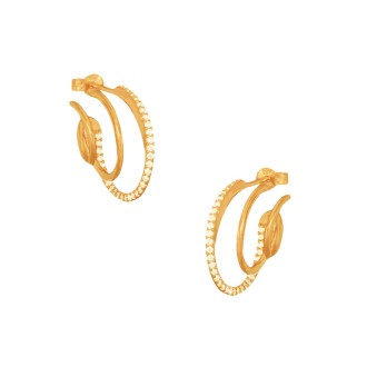 Ασημένια επίχρυσα σκουλαρίκια τριπλοί Κρίκοι 18.00mm