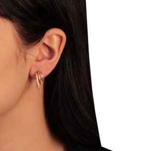 Ασημένια επίχρυσα σκουλαρίκια τριπλοί Κρίκοι 18.00mm