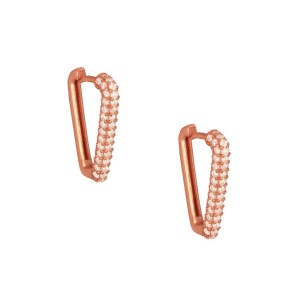 Ασημένια ρόζ σκουλαρίκια huggies Κρίκοι V