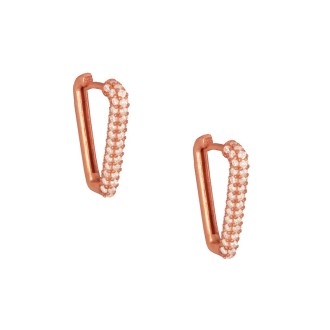 Ασημένια ρόζ σκουλαρίκια huggies Κρίκοι V