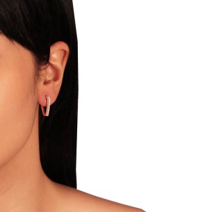 Ασημένια ρόζ σκουλαρίκια huggies Κρίκοι V