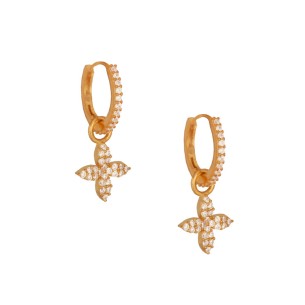 Ασημένια σκουλαρίκια Κρίκοι Τετράφυλλα