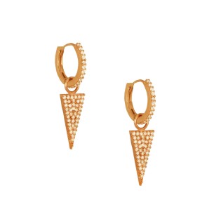 Ασημένια επίχρυσα σκουλαρίκια Κρίκοι Τρίγωνα