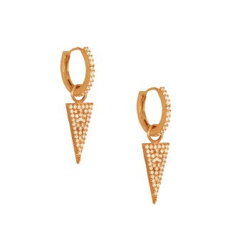 Ασημένια επίχρυσα σκουλαρίκια Κρίκοι Τρίγωνα