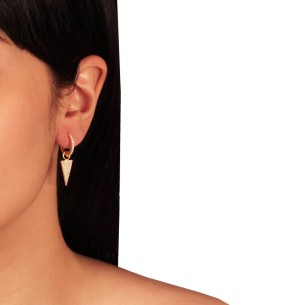 Ασημένια επίχρυσα σκουλαρίκια Κρίκοι Τρίγωνα