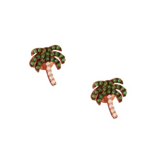 Ασημένια ρόζ σκουλαρίκια Φοίνικες