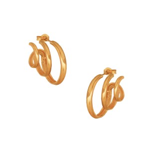 Ασημένια επίχρυσα σκουλαρίκια τριπλοί Κρίκοι