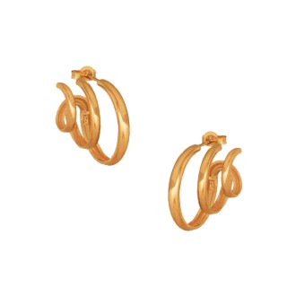 Ασημένια επίχρυσα σκουλαρίκια τριπλοί Κρίκοι