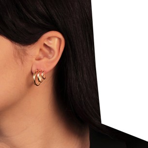 Ασημένια επίχρυσα σκουλαρίκια τριπλοί Κρίκοι