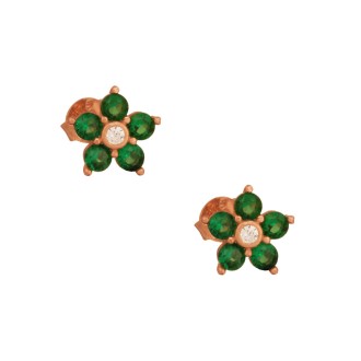 Ασημένια ρόζ σκουλαρίκια Λουλούδια