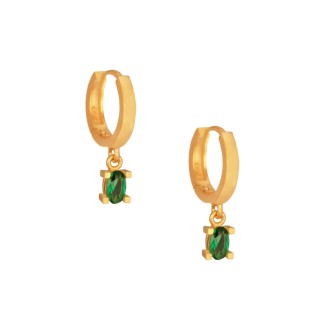 Ασημένια σκουλαρίκια huggies Κρίκοι Μονόπετρα