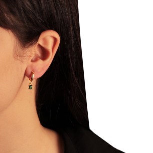 Ασημένια σκουλαρίκια huggies Κρίκοι Μονόπετρα