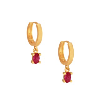 Ασημένια σκουλαρίκια huggies Κρίκοι Μονόπετρα