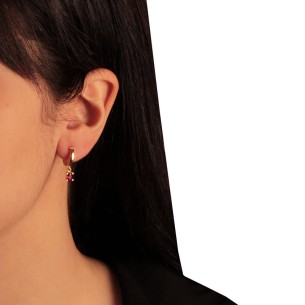 Ασημένια σκουλαρίκια huggies Κρίκοι Μονόπετρα