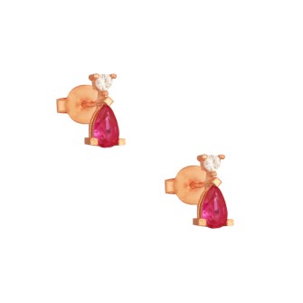 Ασημένια ρόζ σκουλαρίκια Μονόπετρα Σταγόνες