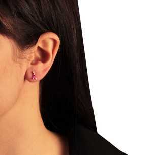 Ασημένια ρόζ σκουλαρίκια Μονόπετρα Σταγόνες