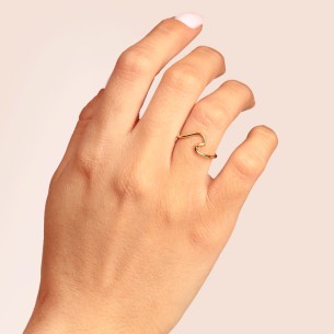 Ασημένιο επίχρυσο δαχτυλίδι Κύμα