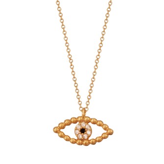 Ασημένιο επίχρυσο κολιέ Μάτι