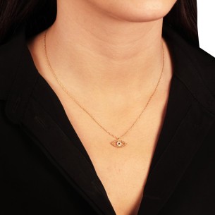 Ασημένιο επίχρυσο κολιέ Μάτι