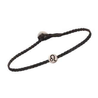 Βραχιόλι κορδόνι ασημένιο Ζώδιο Λέων