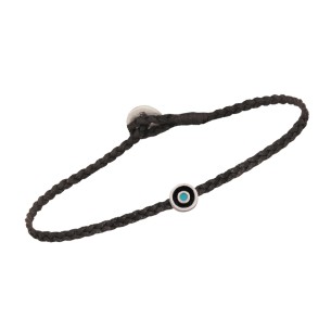 Βραχιόλι κορδόνι ασημένιο Μάτι
