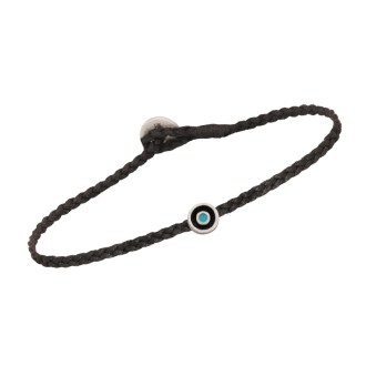 Βραχιόλι κορδόνι ασημένιο Μάτι