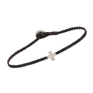 Βραχιόλι κορδόνι ασημένιος Σταυρός