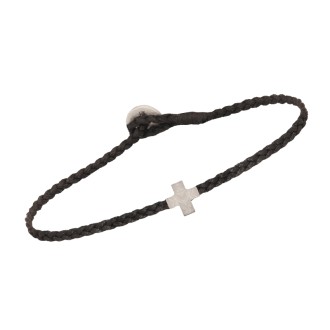 Βραχιόλι κορδόνι ασημένιος Σταυρός