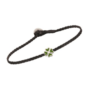 Βραχιόλι κορδόνι ασημένιο Τετράφυλλο