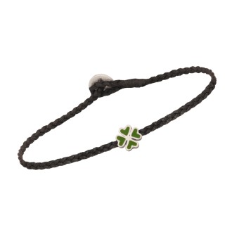 Βραχιόλι κορδόνι ασημένιο Τετράφυλλο