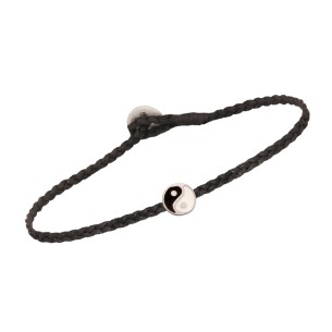 Βραχιόλι κορδόνι ασημένιο Yin Yang