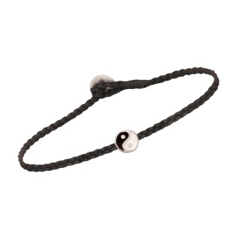 Βραχιόλι κορδόνι ασημένιο Yin Yang