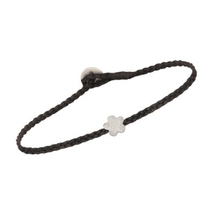 Βραχιόλι κορδόνι ασημένιο Λουλούδι