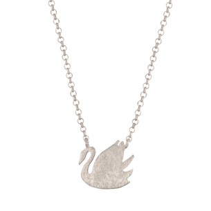 Ασημένιο επιπλατινωμένο κολιέ Κύκνος