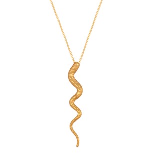 Ασημένιο επίχρυσο κολιέ Φίδι