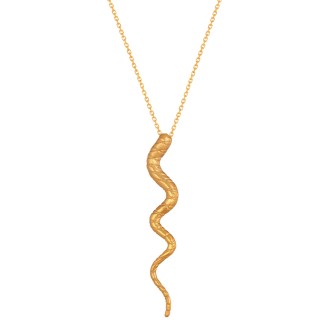 Ασημένιο επίχρυσο κολιέ Φίδι