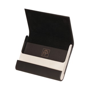 Επάργυρη νίκελ δερμάτινη Καρτοθήκη