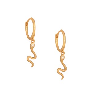 Ασημένια επίχρυσα σκουλαρίκια Κρίκοι Φίδια