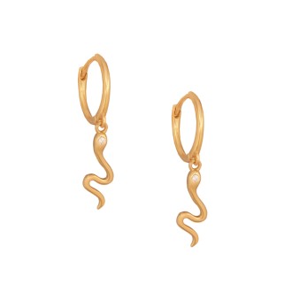 Ασημένια επίχρυσα σκουλαρίκια Κρίκοι Φίδια