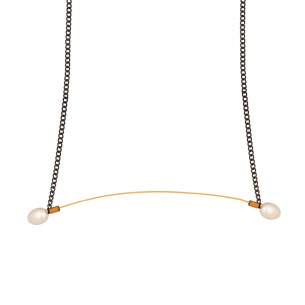 Ατσάλινο κολιέ Αλυσίδα Γραμμή Μαργαριτάρια