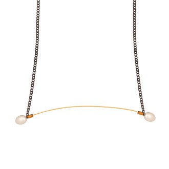 Ατσάλινο κολιέ Αλυσίδα Γραμμή Μαργαριτάρια